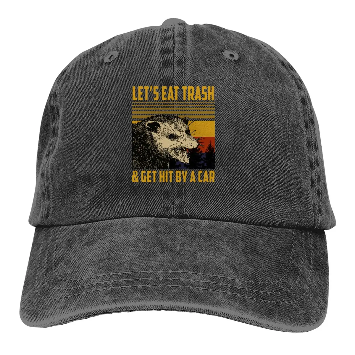 Let's Eat Trash Get Hit By A Car Essential Baseball Cap Men Hats Women Visor Protection Snapback Racoon Animals Caps