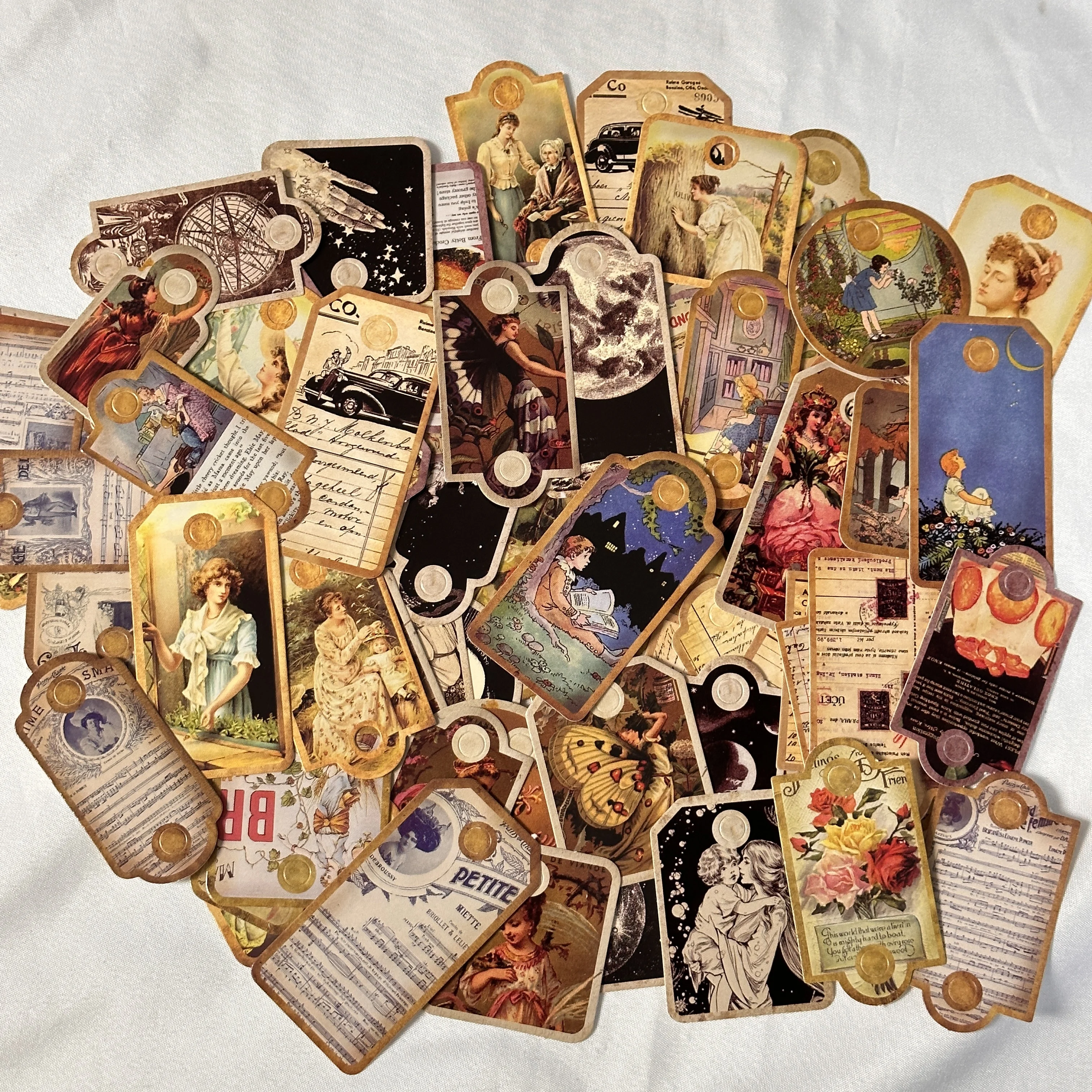 

80PCS Vintage Tag material DIY scrapbooking Junk Journal collage photography props gift bookmark decoration