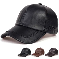 Autumn and Winter New Men's Baseball Cap Trend Leather Fashion Simple Casual Baseball Cap Outdoor Sports Fishing Shade Hat