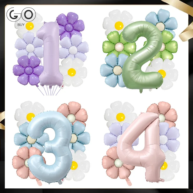 

40-Inch Matte Digital Daisy Balloon Set For Children'S Birthday Parties Baby Showers Event Decoration Festive Party Supplies
