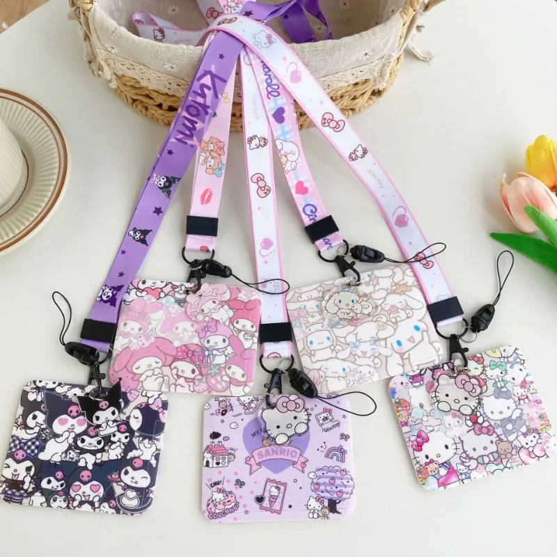 

Cute Sanrio Kuromi Lanyard ID Badge Holder Credit Card Case Neck Strap Card Holders Girl Credentials Accessories Children Gifts