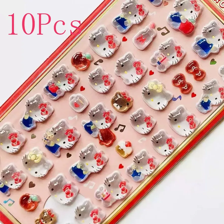 Venta caliente Sanrio Kuromi Hellokitty 3D estereoscópico Anime pegatinas linda chica melodía Diy hecho a mano decoración del teléfono pegatinas regalo