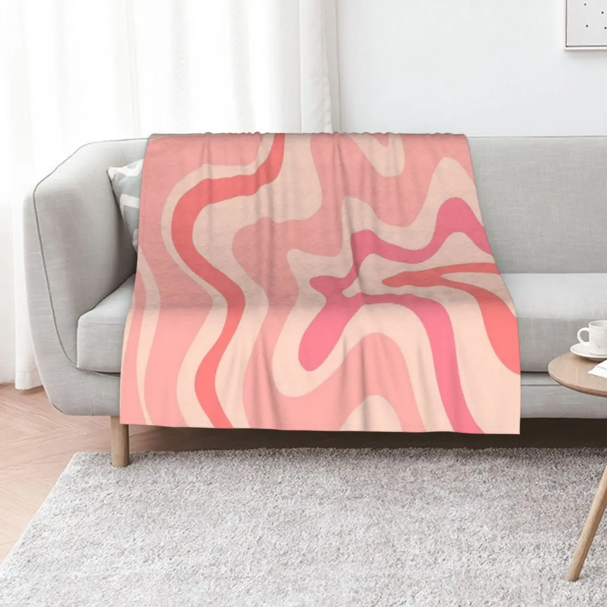 Liquid Swirl Retro Contemporary Abstract in Soft Blush Pink Throw Blanket Thermals For Travel heavy to sleep Sofas Warm Blankets