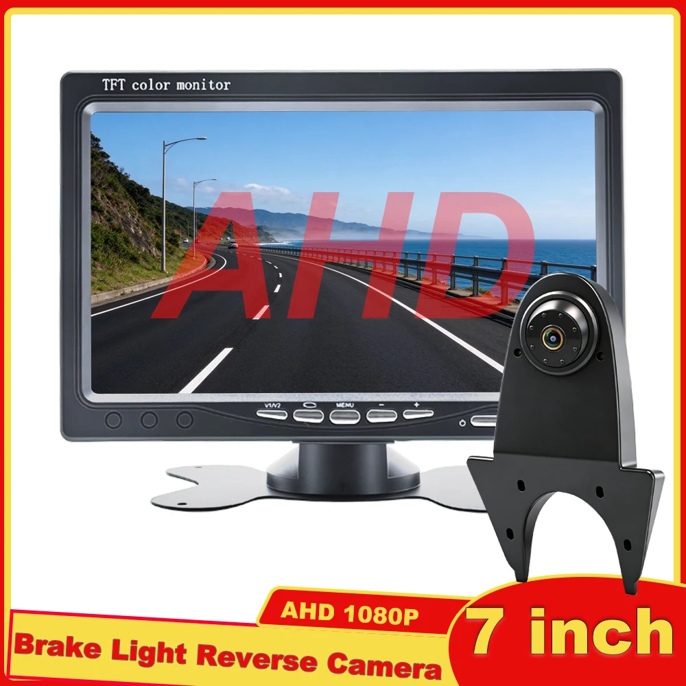 7 Inch 1920x1080 AHD 1080P High Brake Light Backup Camera Kit Car Rear View Parking System