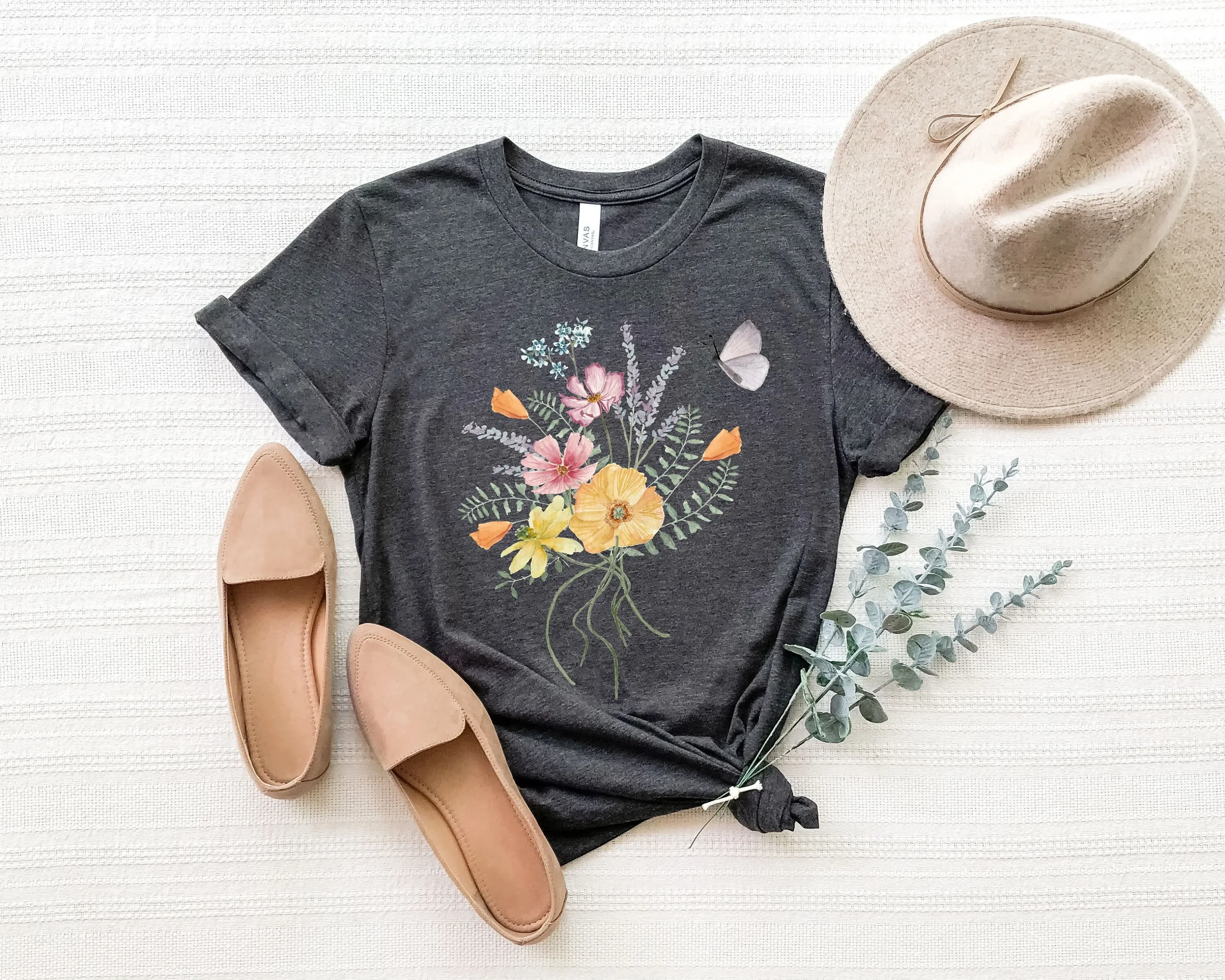 Wildflowers T Shirt Floral Wild Flower Bouquet Hiking Outdoor Camping Botanical Oversized Vintage