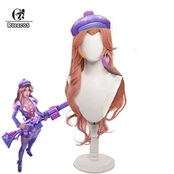 ROLECOS-LOL Heartache & Heartthrob Caitlyn Cosplay Perruque pour Femme, Perruques Cosplay pour la Journée des Léons, Degré de Chaleur, Cheveux Synthétiques, 85cm