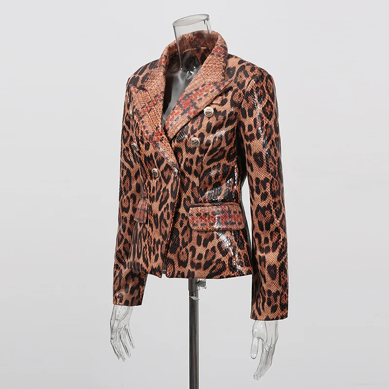 ZAMOR HIGH QUALITY Women's Leopard Sequin Blazer 2026 New Fashion Slim Fit Long Sleeve Retro Office Jacket