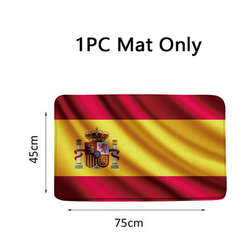 Spanish Flag 3D Shower Curtain Flag of Spain Printed Bathroom Curtains Set Non-Slip Rugs Toilet Lid Cover Mat Carpet Home Decor