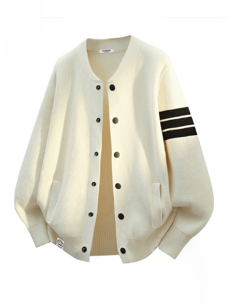 

PaulFrank Men's Knitted Open Cardigan Casual Loose Sle Tee Bars Color Blo Sweater Autumn Faion Brand Warmth Protection