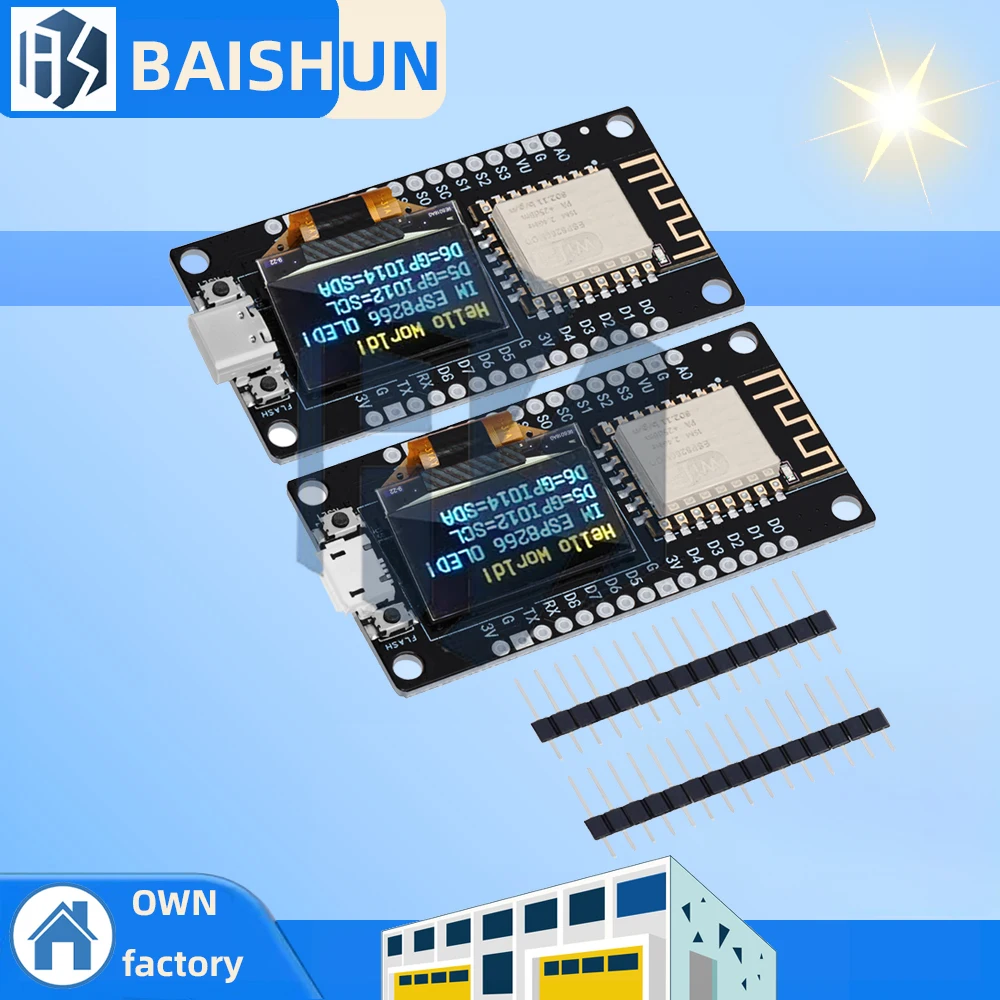 NodeMCU ESP8266 Development Board with 0.96 Inch OLED Display - CH340G ESP-12F WiFi Module, Type-C USB, Compatible with Arduino/