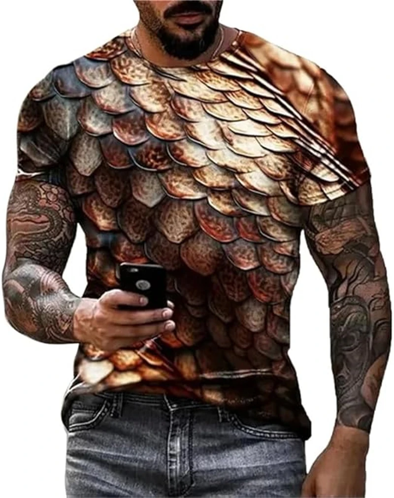 3d Printed Dragon Scales Graphic T Shirt For Men Tops Summer Fashion Personality Short Sleeve T-shirt  Harajuku Y2k Men Clothes