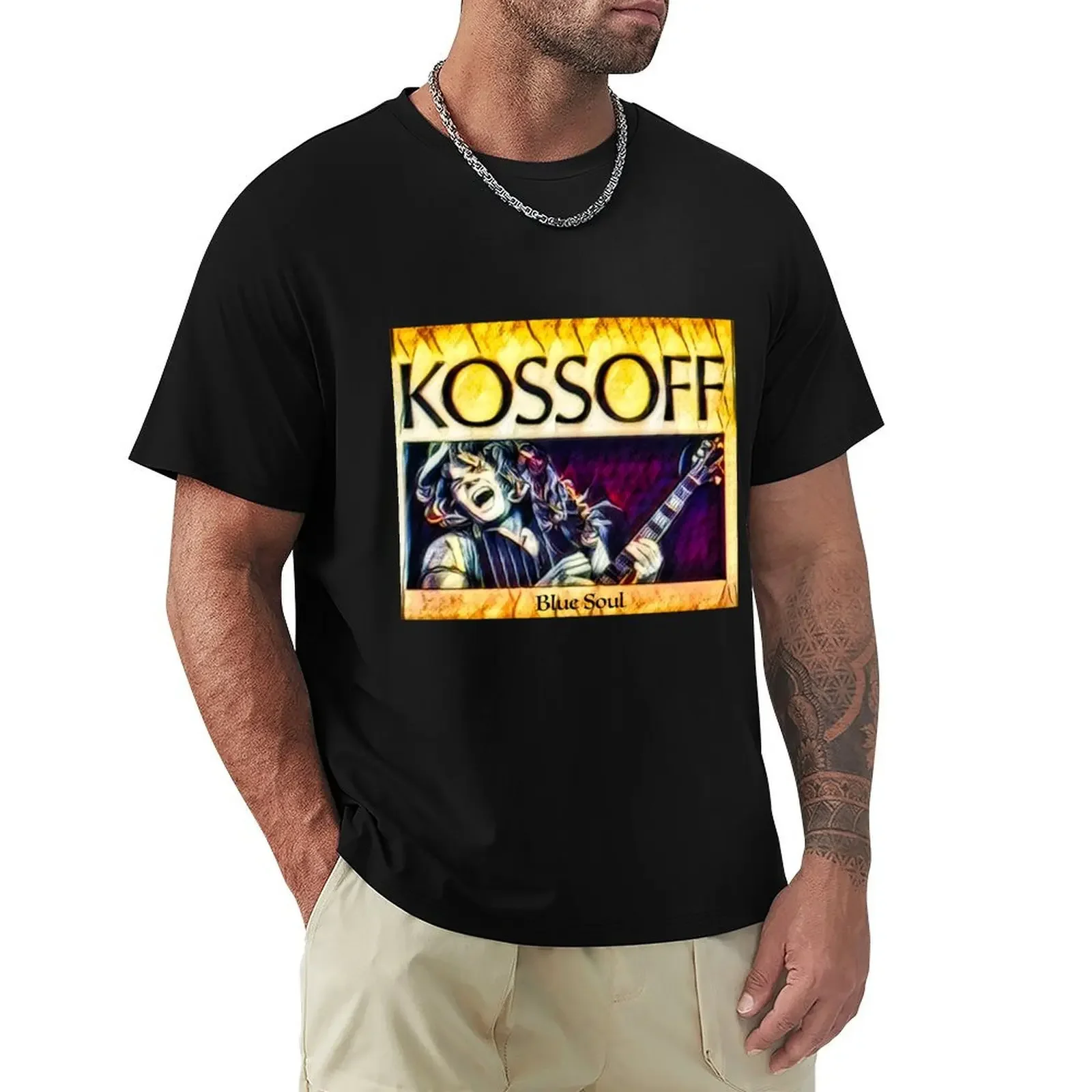 Boys Whites Customizeds Plain Black T-shirts for Men Paul Kossoff Blue Soul Live in Concert Poster T-Shirt Graphic Clothing tops