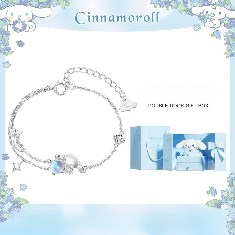 

Genuine Trendy Painted Sanrio Cinnamoroll Joint Bracelet 925 Sterling Silver Jewelry Gifts