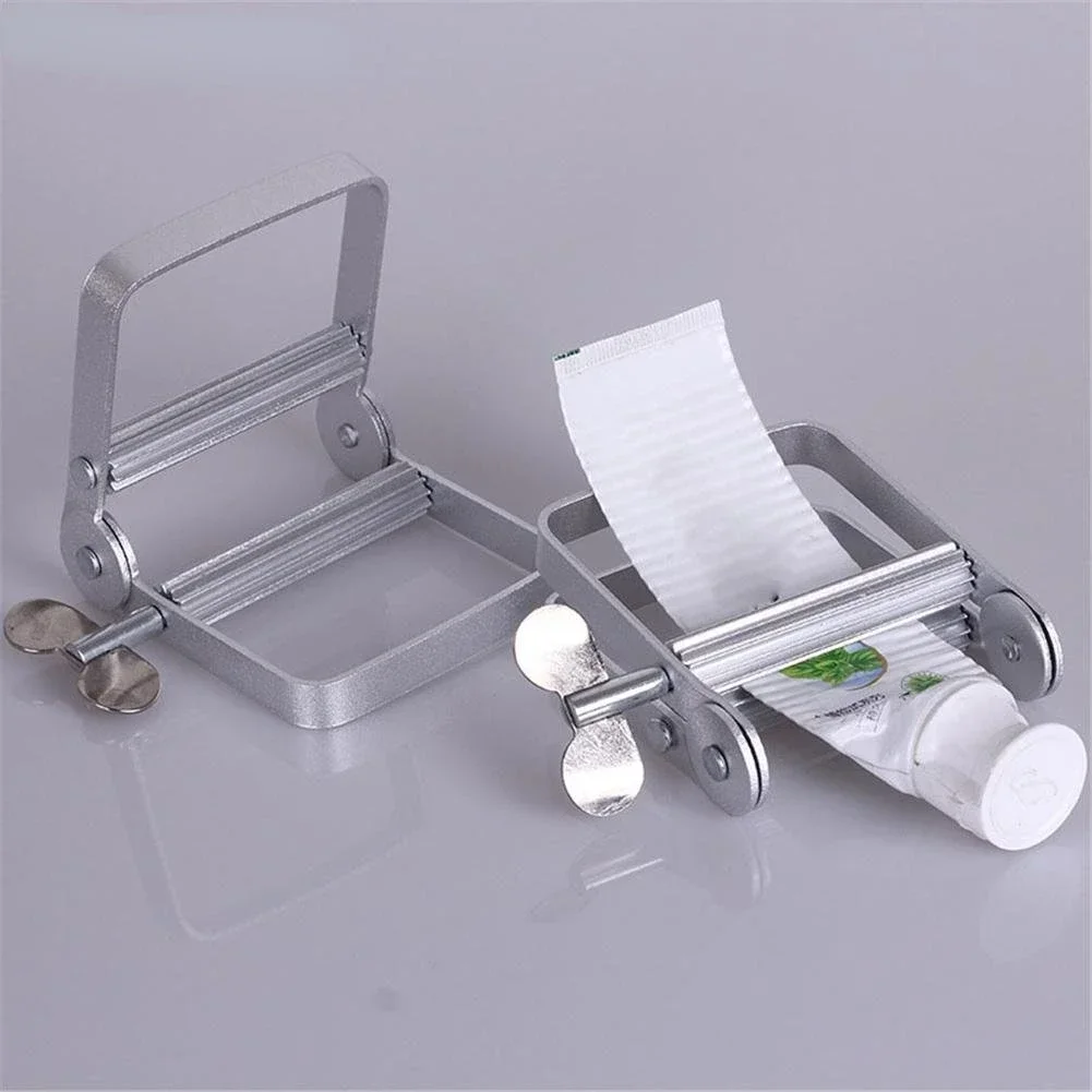 1pcs Silver Lazy Toothpaste Dispenser Tube Squeezer Metal Squeezing Tools Hair Color Dye Cosmetic Paint   Wringer