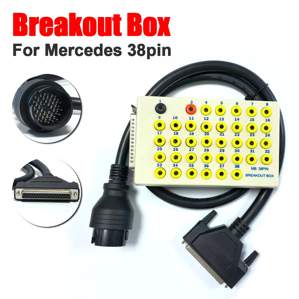 MB 38 Pin OBD Breakout Box For Mercedes Benz OBD2 Line Signal Tester Protocol Detectors CAN Data Link Diagnostic Tool