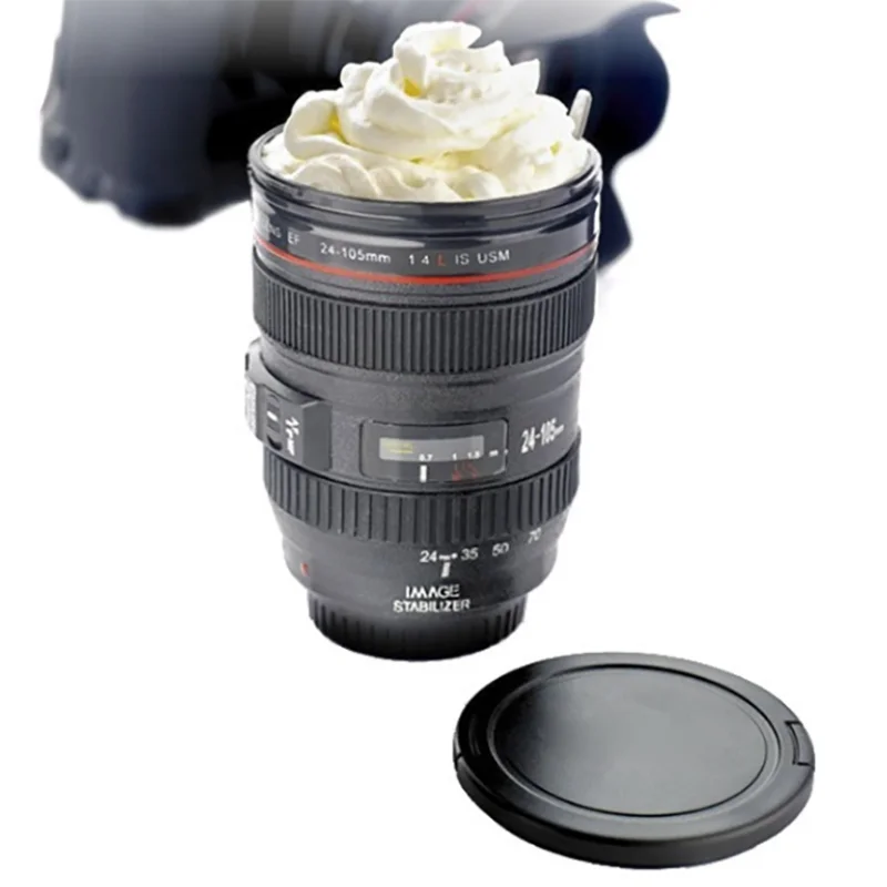 Taza de café con lente de cámara, taza con lente de acero inoxidable para fotografía divertida, grandes regalos para fotógrafos, suministros para el hogar, amigos, 1 ud.