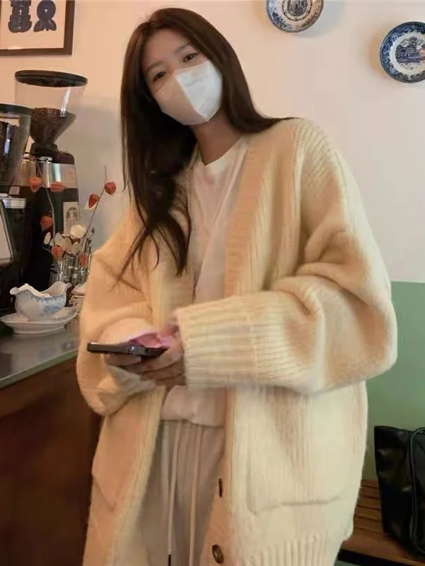 Suéter de Punto ueso y Suave para Mujer, Estilo Hoado, Otoño Invierno, Nuevo Estilo Coreano, Cárdigan, Estilo Dulce, Fibr...