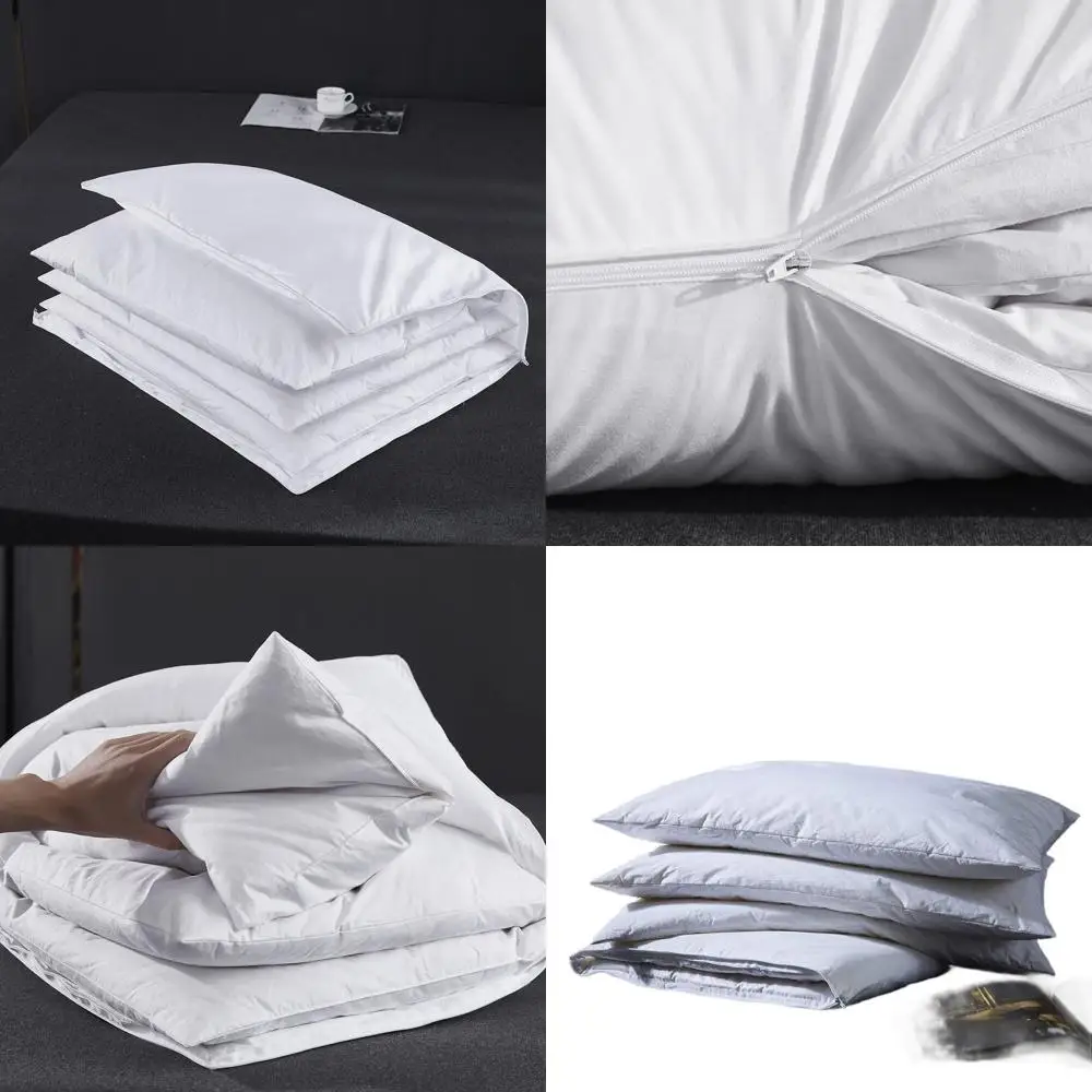 

Cushioned Goose Down Pillow with 100% Cotton Shell, Adjustable Layers, Suitable for Side, Back, and Stomach Sleepers, Standard/Q