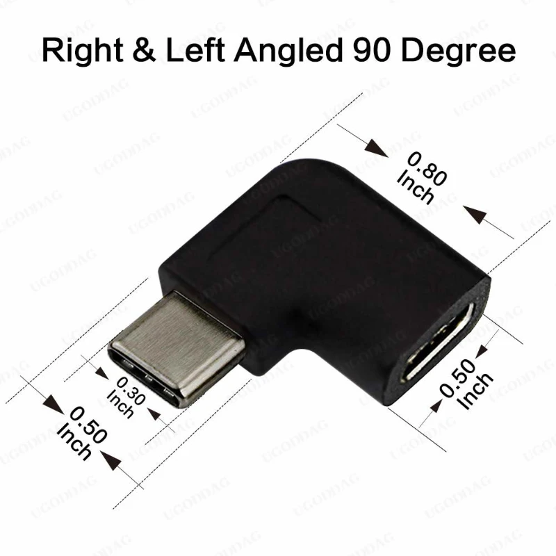 USB C Male to Female Adapter Type C 90 Degree Angled Right Left and Up Down Extension Connector for Laptop Tablet Mobile Phone