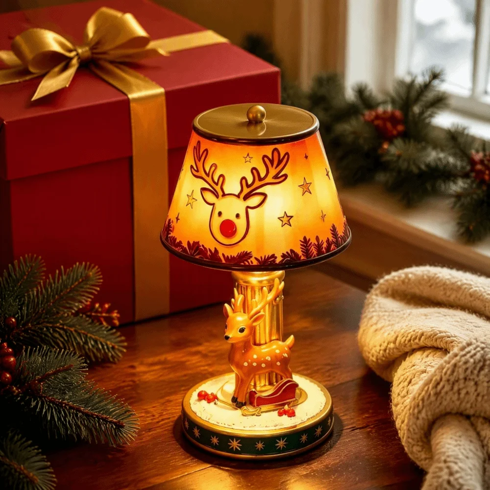 Premium Resin Christmas Resin Craft Light Warm Soft LED Hand-Painted Details LED Christmas Lamp Warm Light Stable Structure