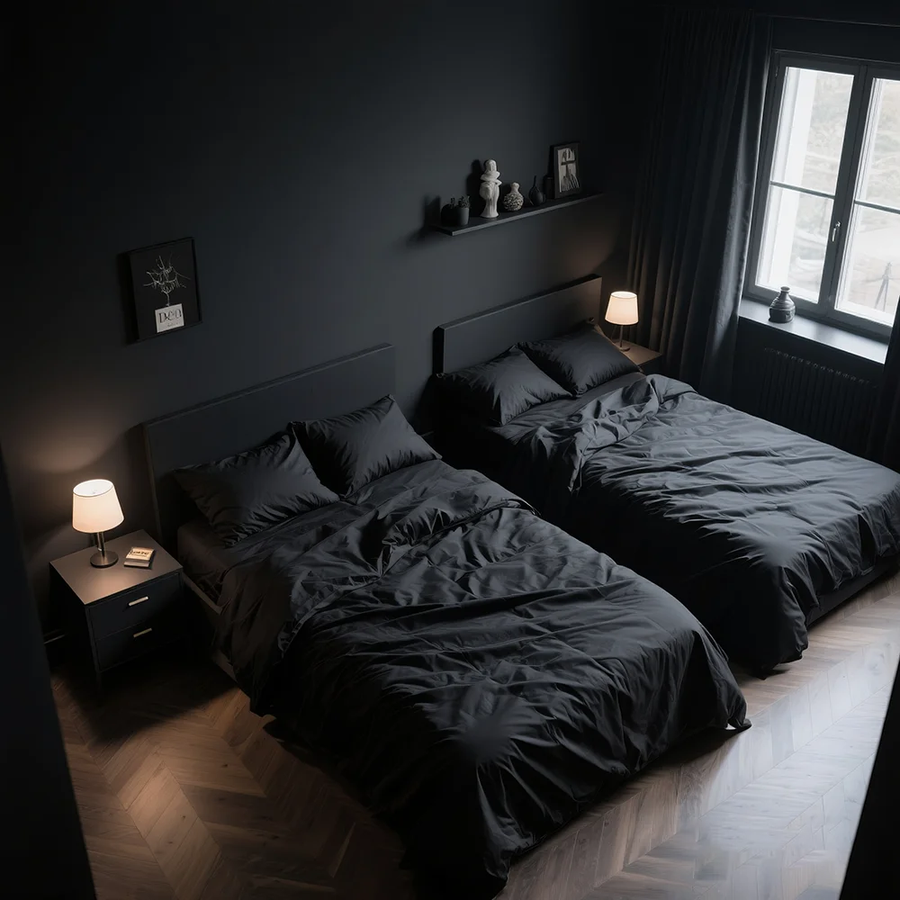 Black Duvet Cover Set & Bed Linen for All Bed Sizes:Queen,King,Full,220x240,3-7 Piece Durable Bedding Set, Easy Care, Global Fit