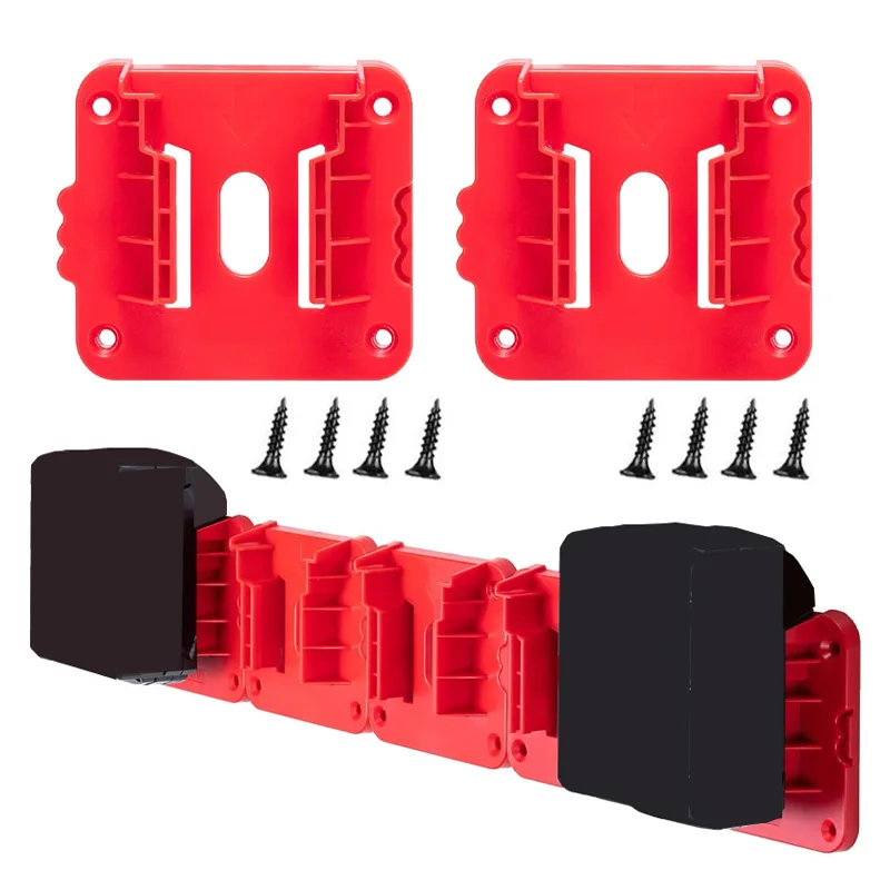1/2PCS Battery Holder for Milwaukee 18V Li-ion Battery,Wall Mount Battery Storage Rack for Workbench Shelf Toolbox
