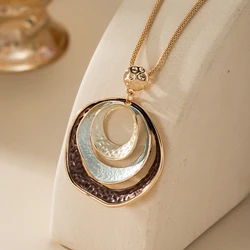 Fashion Geometric Pendant Necklace for Women Accessories New Trendy Designer Long Necklaces Daily Party Prom Jewelry Gift