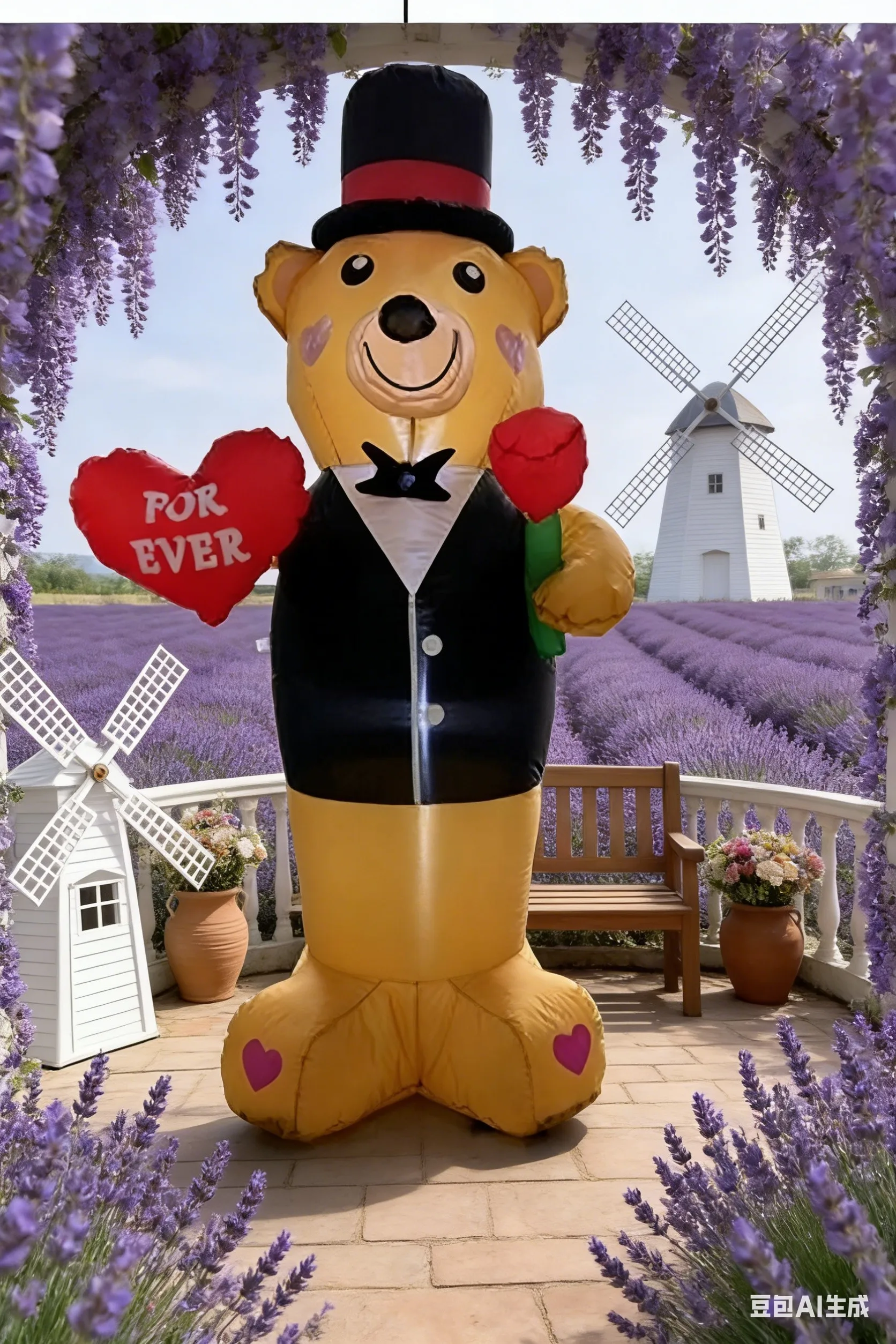 

Надувной медведь 1,8 м (6 футов) с LED-подсветкой для декора на День святого Валентина, для улицы, сада, романтической свадьбы