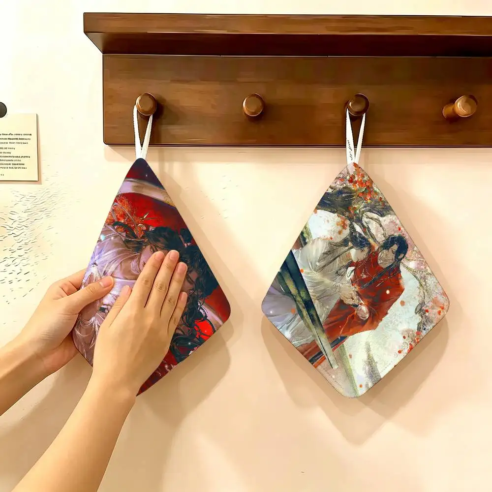 Heaven Officials Blessing Hanging Polyester Cotton Towel, Reusable Hand Wiping Cloth, Wear Resistant for Home Kitchen Sink
