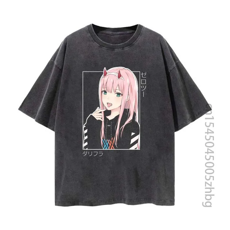 

Darling In the Franxx Anime Woman Shirt Streetwear Harajuku Vintage Distressed Tshirt Manga Graphic T Shirt Men Tops Tees