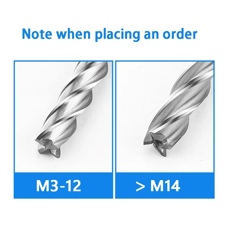 Extra long white steel milling cutter, extra hard straight shank end milling 4 Flute 8 10 12 16 18 20mm CNC Machining Tool