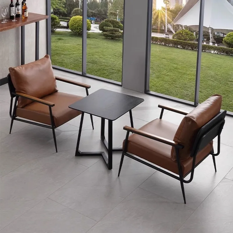 Single sofa chair Nordic light luxury leisure chair living room balcony hotel cafe negotiation reception table and chair combina