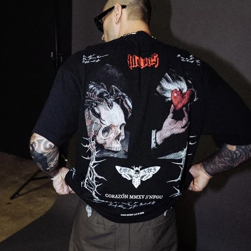 Camiseta de calavera para hombre, camiseta gótica negra Harajuku para gimnasio, ropa de calle de verano para niños y niñas, camisetas holgadas Vintage de marca compartida