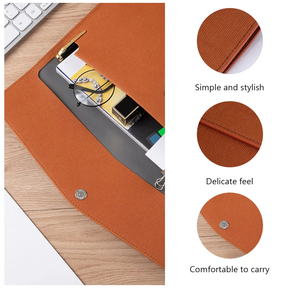 

Business File Bag Snap Button Buckle Document Folder Organizer Storage Office College Student Large Capacity Lightweight for Men