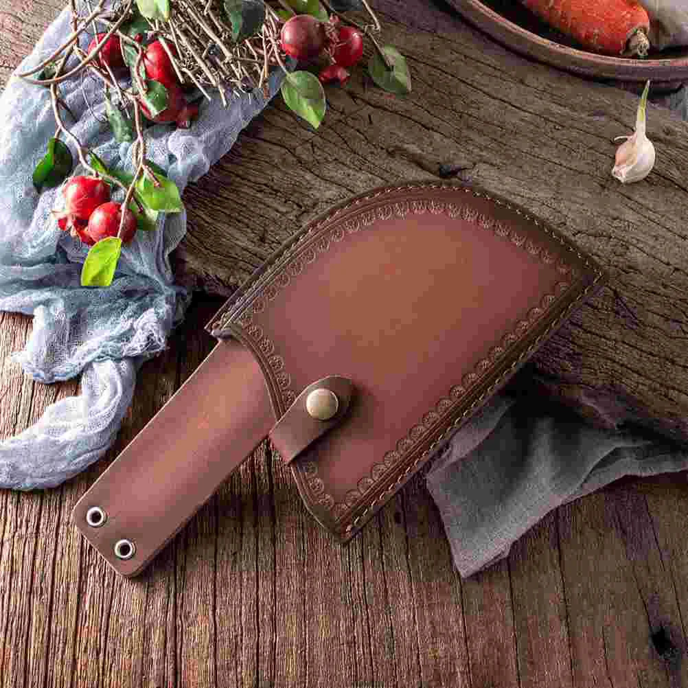 Cover Kitchen Knife Cowhide Tool Bag Cooking Knives Case Chef Brown Safe Travel