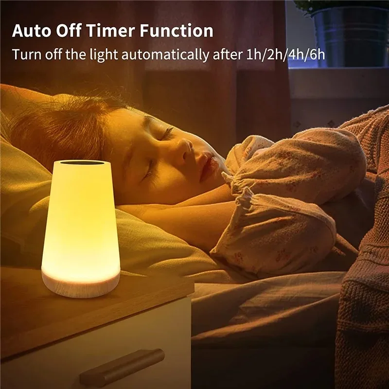 USB Touch Control LED Night Light 13 Colors Changing Dimmable Bedside Table Lamp with Remote for Bedroom Camping Reading Decor