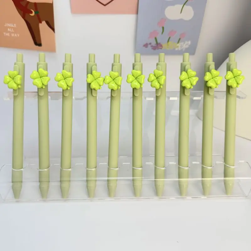 20/30pcs Creative, simple, cute, cartoon four-leaf clover-shaped retractable ballpoint pen Campus Design Back-to-School Season G