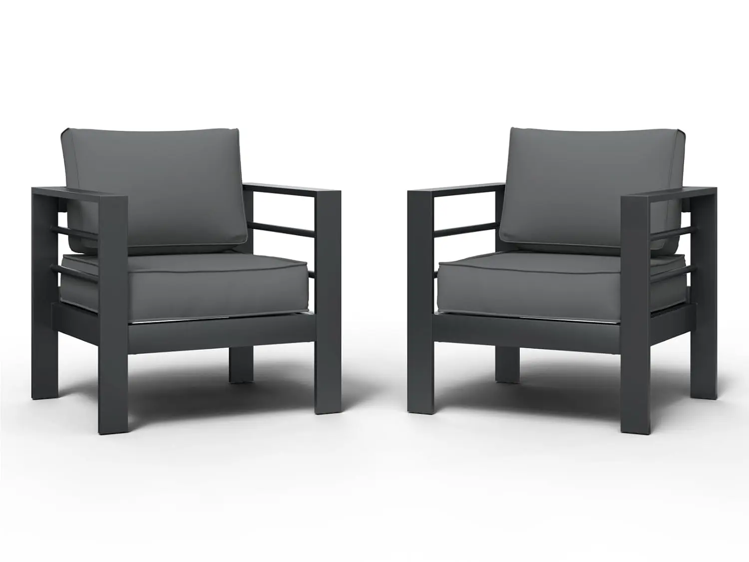 Aluminum Patio Furniture Set, Single Chair Outdoor Set with 5 Inch Cushions, Patio Sofa Sets with Waterproof Covers, Customized