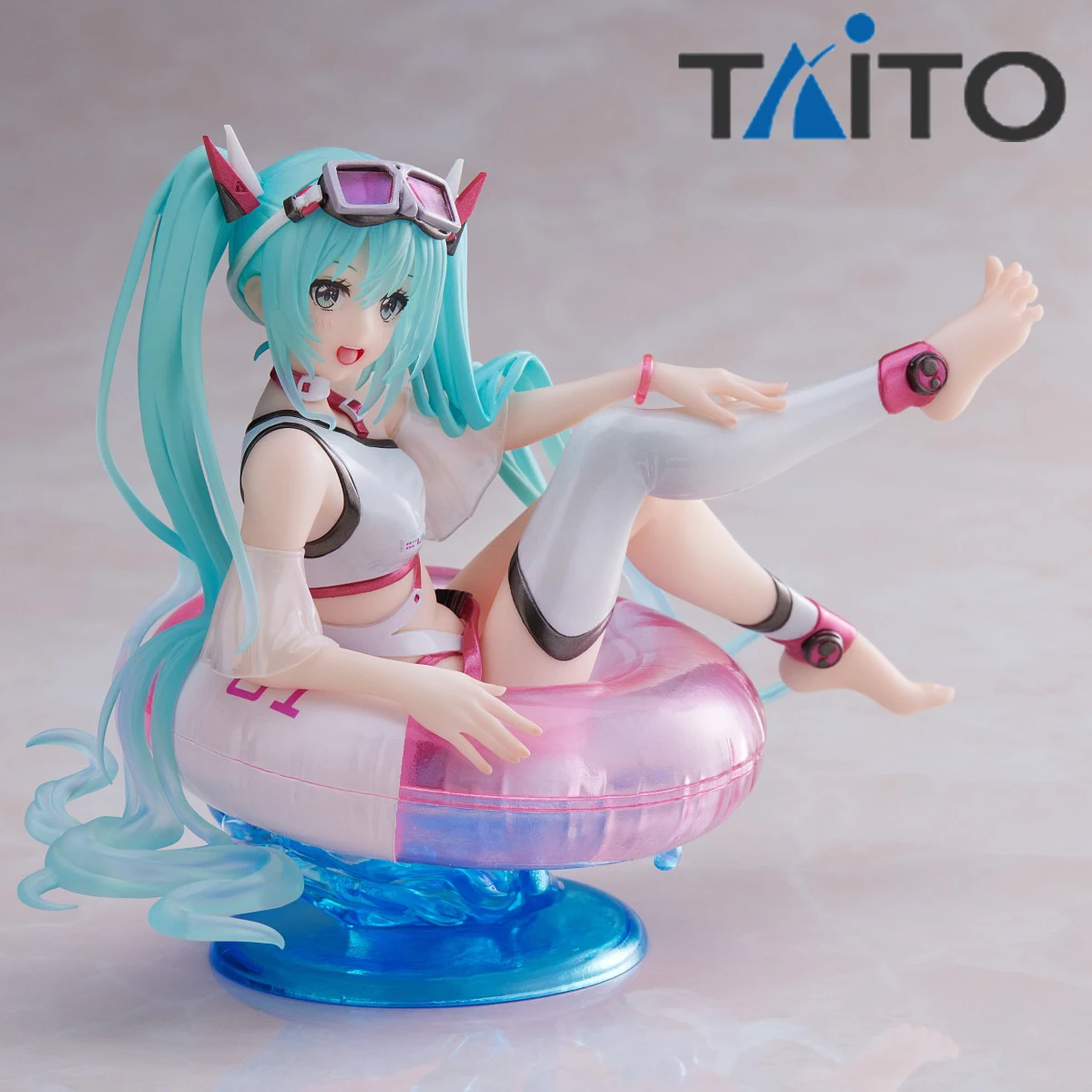

In Stock Original Taito Prepainted Aqua Float Girls Piapro Characters Hatsune Miku Model Decoration Swim Ring Seaside Summer