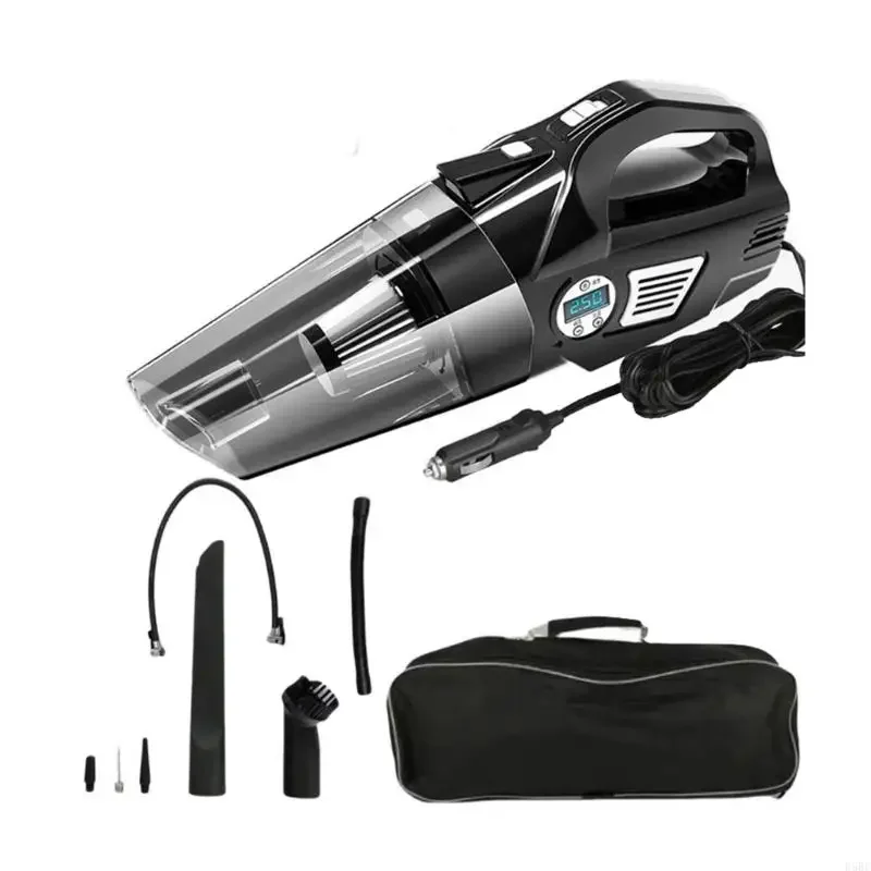 12V Handheld Car Vacuum Cleaner 120W 6000Pa High Power Tire Inflator with Tire Pressure Gauge Flashlight Car Cleaner