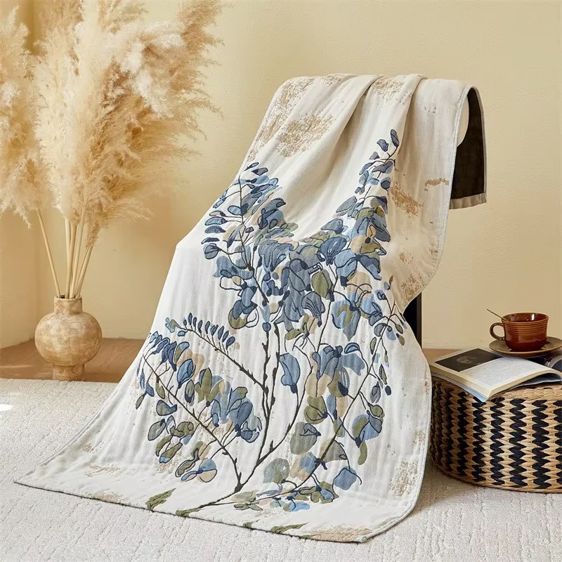 

Cotton Muslin Large Bath Towel Absorbent Soft Bath Towel Throw Floral Chic Blanket - Luxurious Beach Towel Travel Use