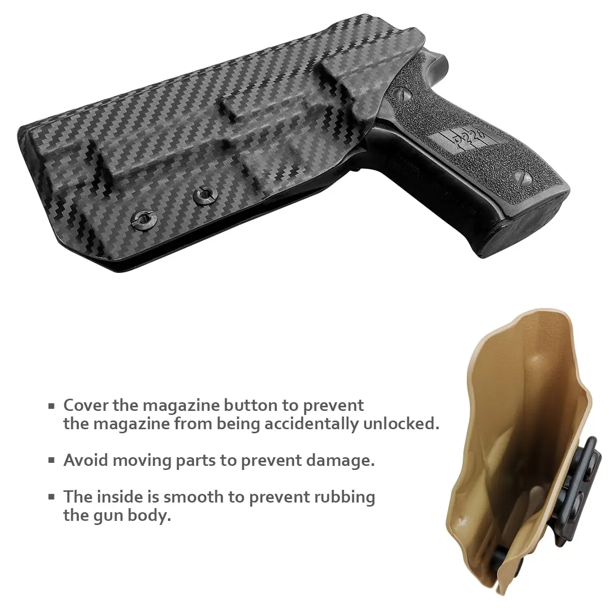 Imagem -05 - Fibra de Carbono Kydex Coldre para Sig Sauer Iwb Tamanho Completo 44 Barril Coldres Direito Carry P226 P226