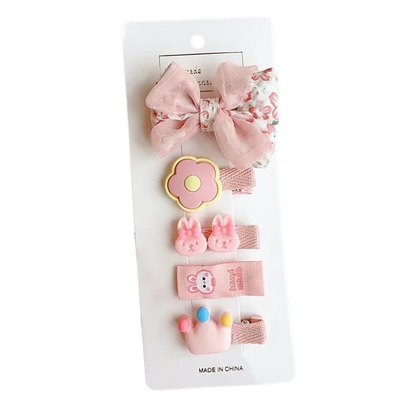 5pcs/set Cute Kids Girl Hairpin Lovely Cartoon Animal Floral Bow Hair Clip for Baby Girl Kawaii Bang Side Clip Baby Accessories