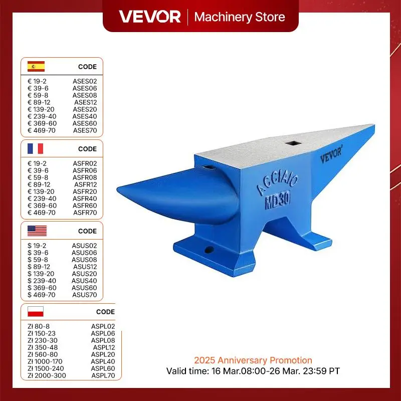 VEVOR 30KG Single Rugged Round Horn Anvil Cast Steel Block Blacksmith Bench Tool Jewelry Making Manual Equipment for Metalsmiths