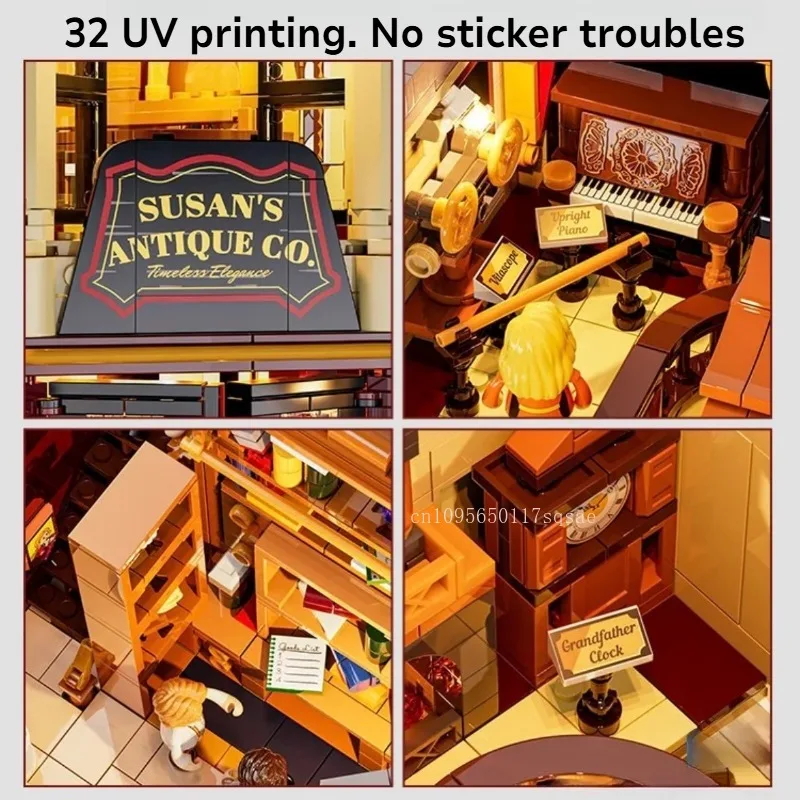 Nueva serie Street View Town, decoración de bloques de construcción, coleccionables, arquitectura urbana, iluminación, bloques de construcción, regalos de montaje