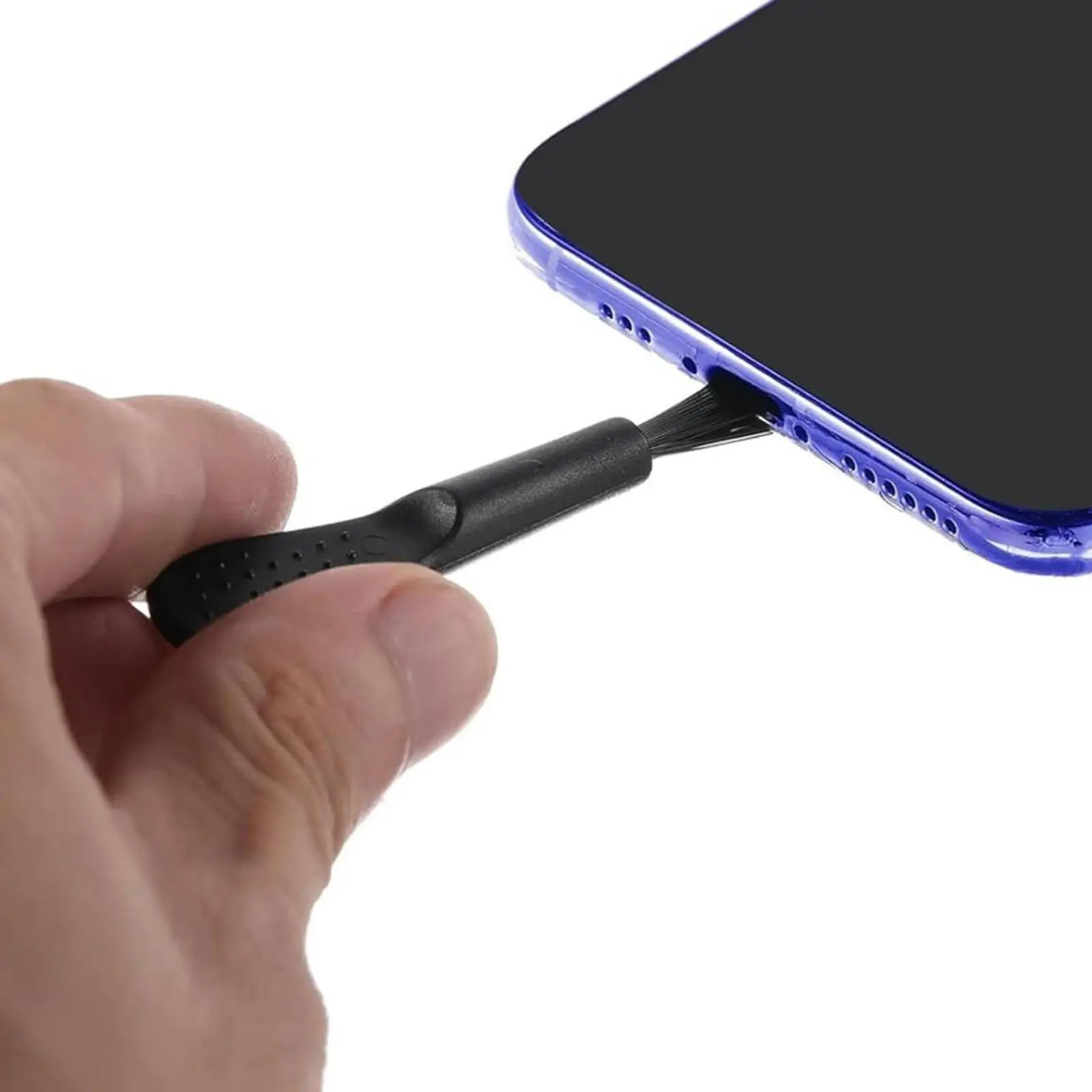 Portable Device Cleaner Compact Spiral Bristle Tool USB Port Dust Remover for Phones and