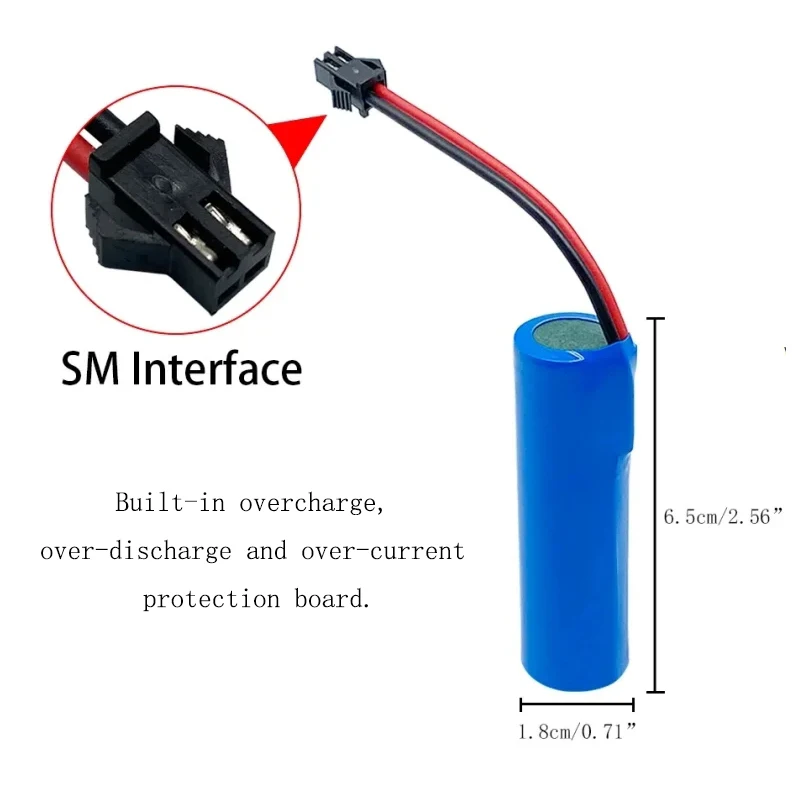 Bateria de lítio de brinquedo elétrica recarregável 3.7V 18650 para barcos/carros/pistola/avião, carros de brinquedo robô, rádios, fones de ouvido, câmeras de traço