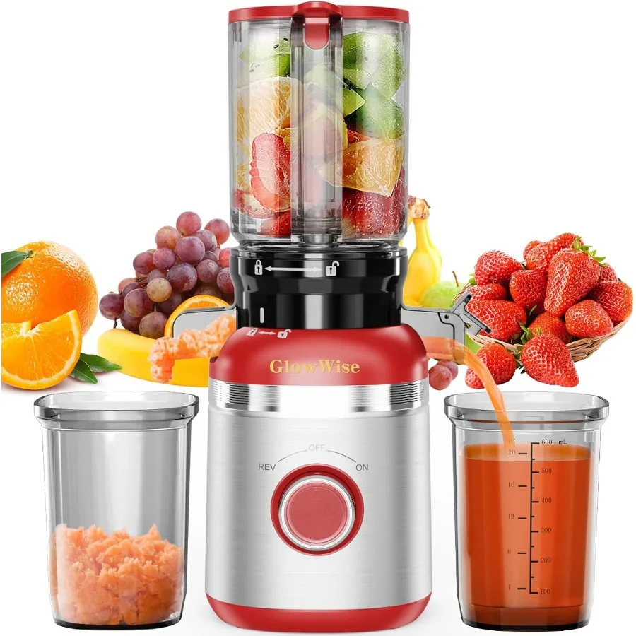 

Cold press juicers with 4.4inch extra wide feed chute for efficient vegetable and fruit juice extraction featuring quiet operat