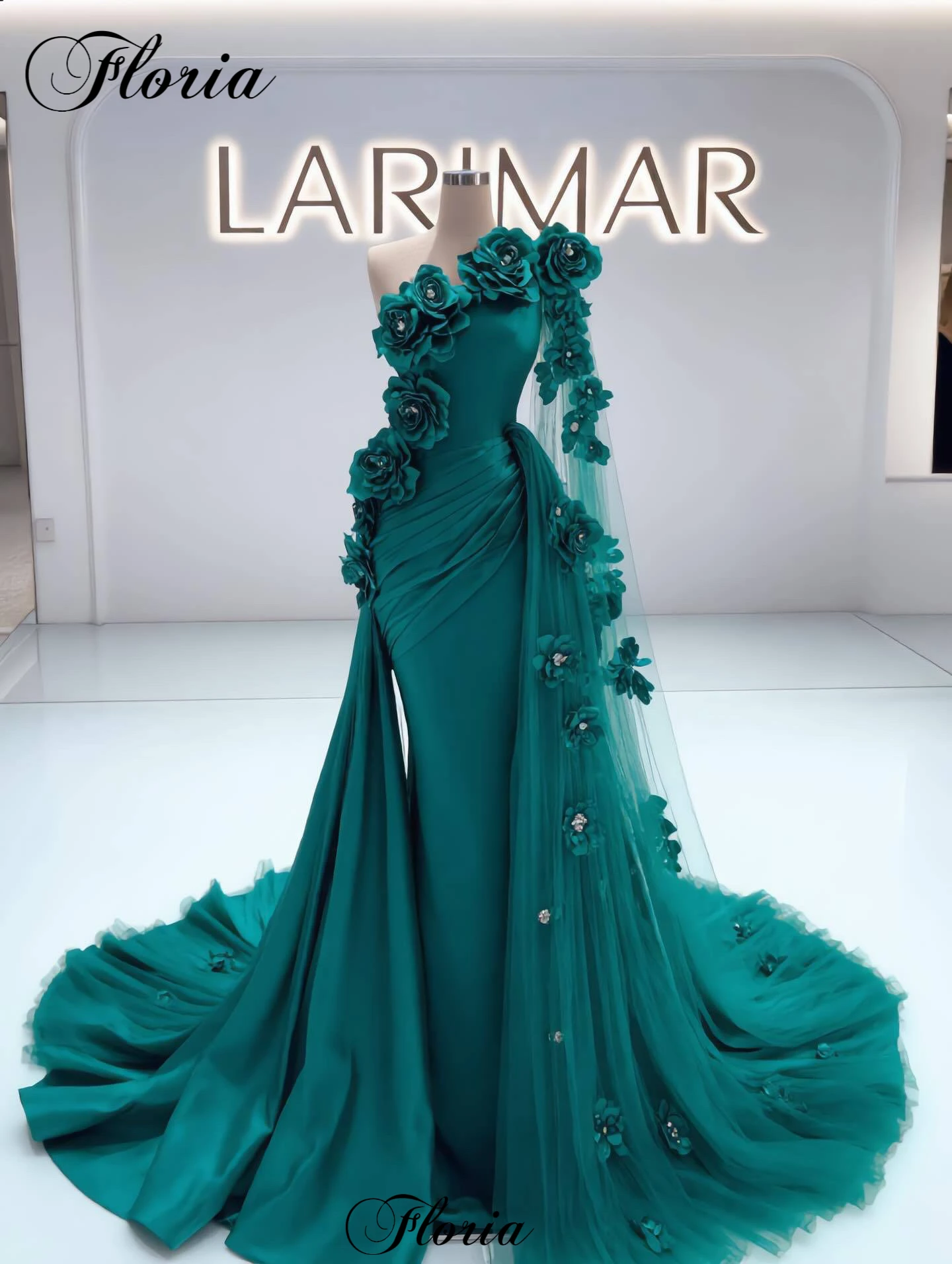 Dark Green Mermaid Celebrity Dresses Mermaid One Shoulder Evening Gowns Arabic Coutures Party Gowns Vestidos De Noche Customized