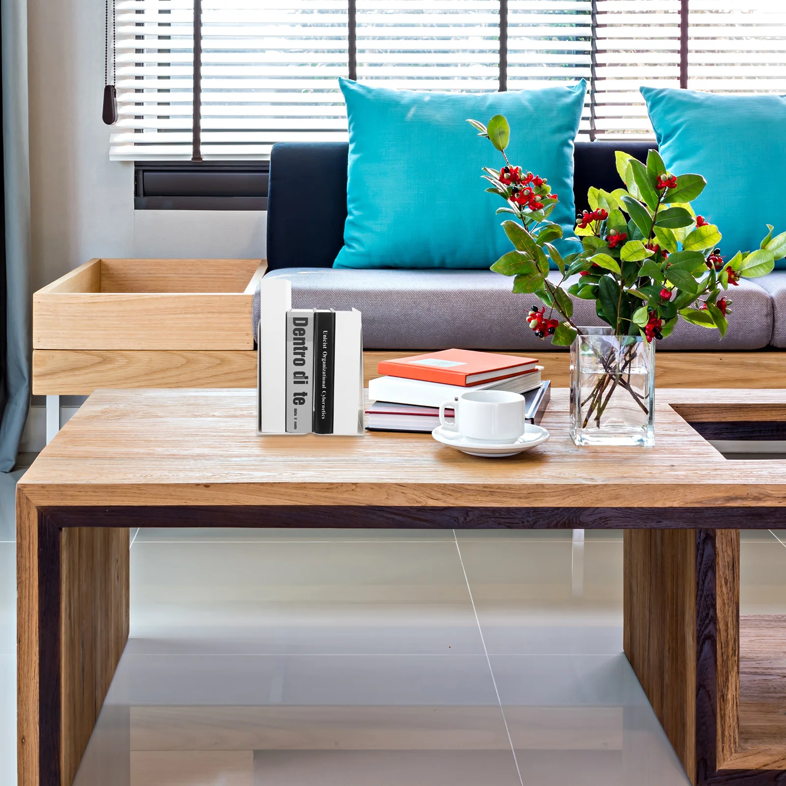 

2Pcs Metal Bookstoppers Minimalist Design Strong Desktop Book Organizer for Home Office Library Files Bookends